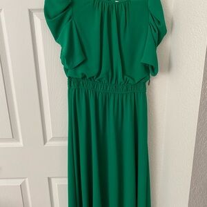 London Times Green Ruched Maxi Dress